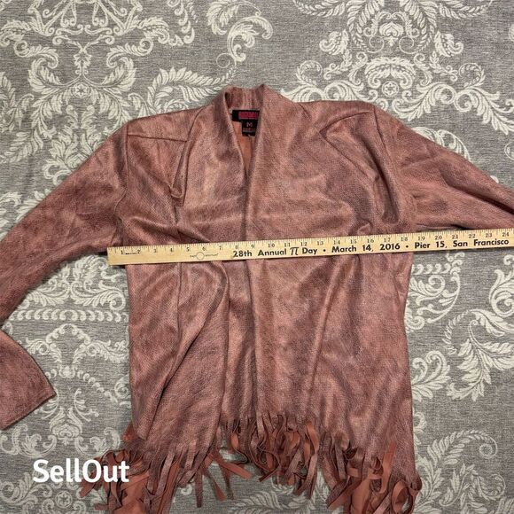 Rock & Roll Denim Women's Pink Fringe Jacket M Western Snake Print - Picture 6 of 8